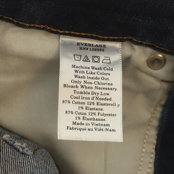 Everlane Authentic Stretch High Rise Skinny 24 R Zip Fly Mid Blue NWT B28 - Picture 6 of 6